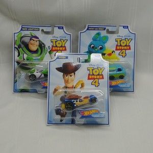 Hot Wheels Disney Toy Story 4 Woody Buzz Lightyear Bunny Character Cars Lot of 3